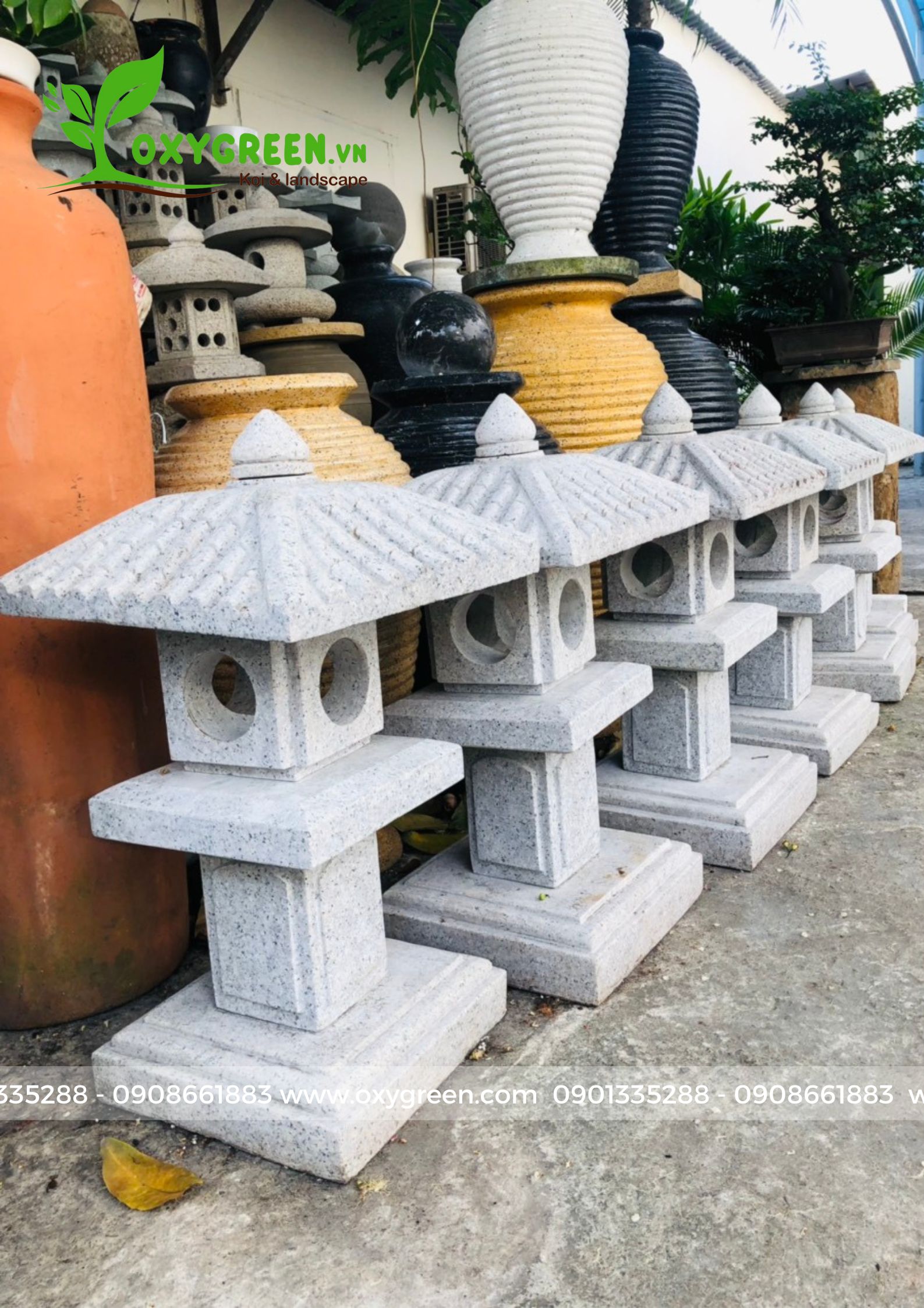 đèn đá trắng muối mái rộng