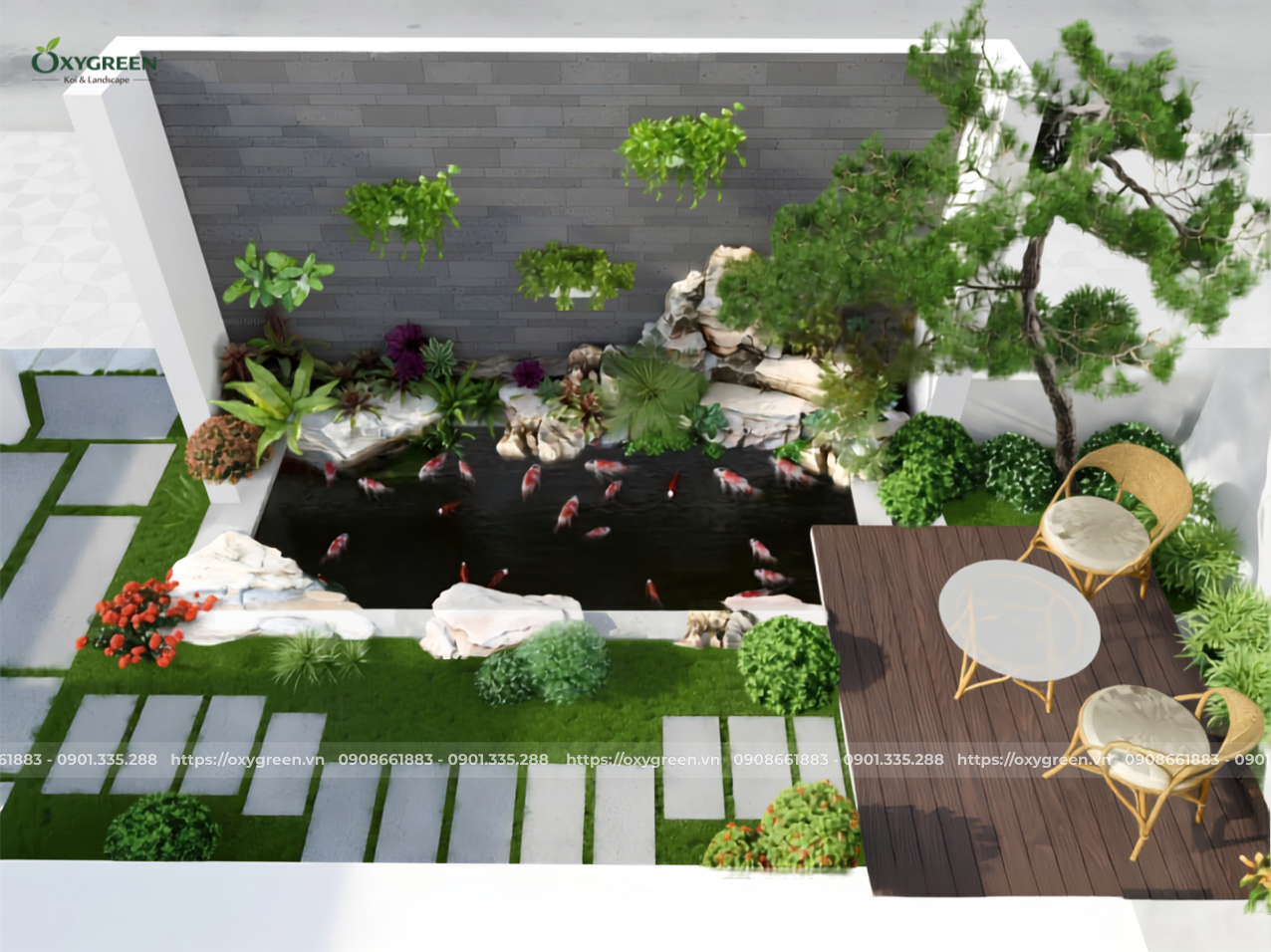 Thi công sân vườn OxyGreen trọn gói