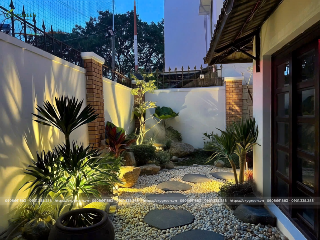 Trang trí đèn LED cho tiểu cảnh sân vườn giá rẻ thêm lung linh
