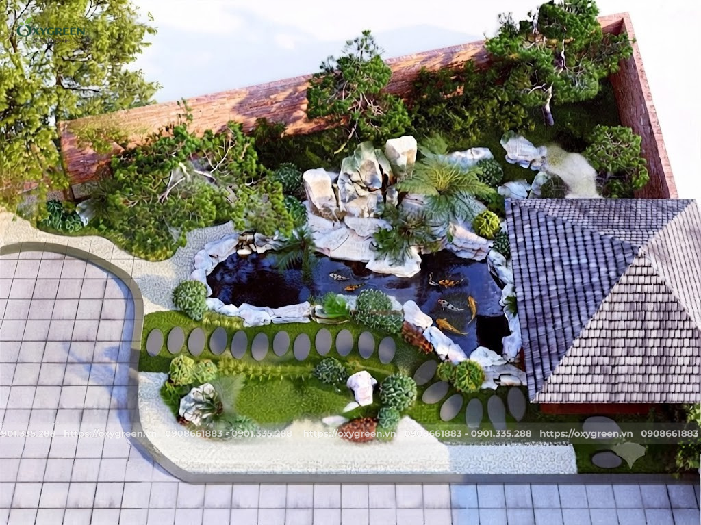 Tiểu cảnh phong thủy nhà phố