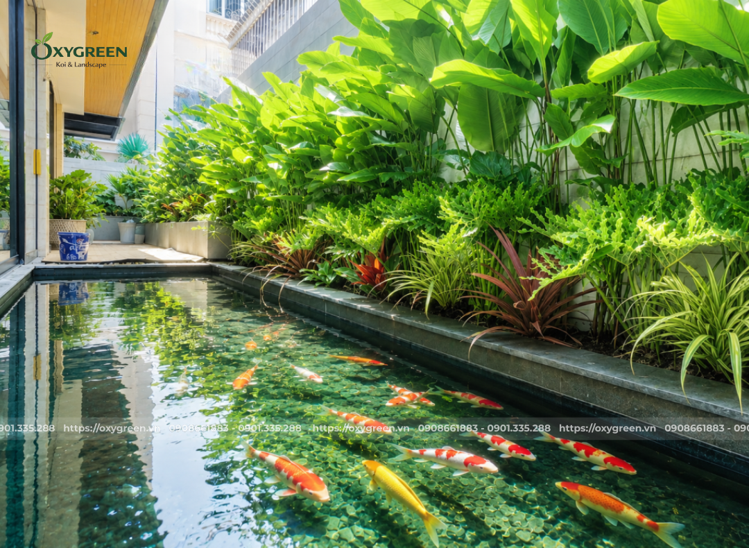 Thiết kế hồ cá Koi nhà phố tối giản