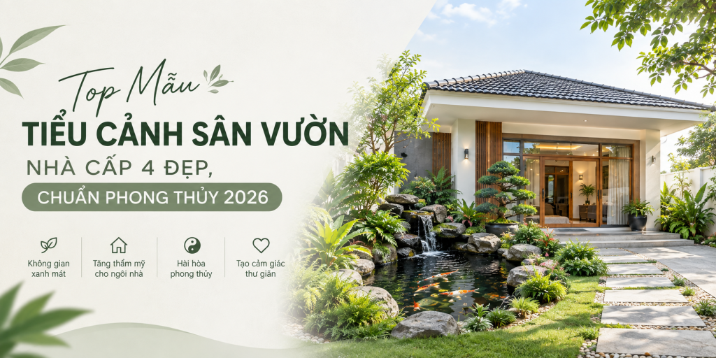 Top Mẫu Tiểu Cảnh Sân Vườn Nhà Cấp 4 Đẹp, Chuẩn Phong Thủy 2026