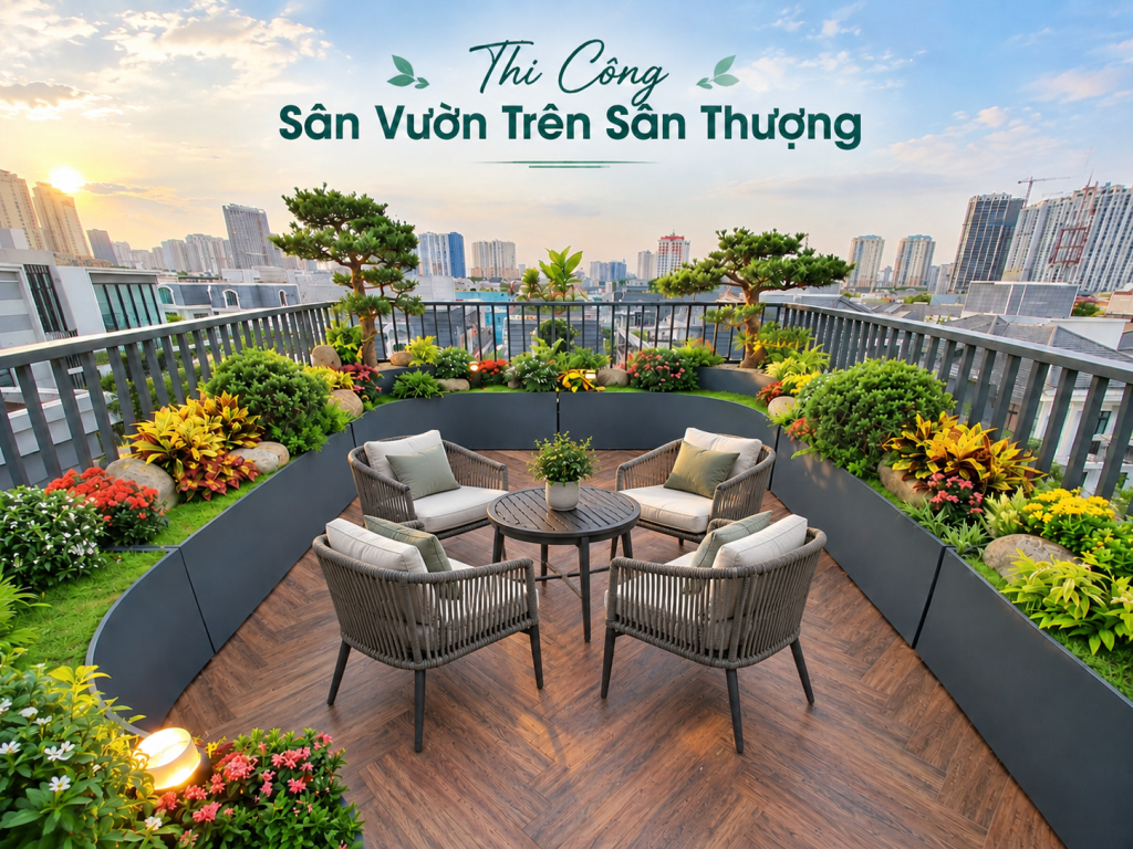 Thi Công Sân Vườn Trên Sân Thượng: 5 Giải Pháp Chống Thấm Từ Dự Án Thực Tế